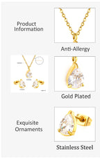 European And American Temperament High-end Sense White Zirconium Earrings Necklace Set
