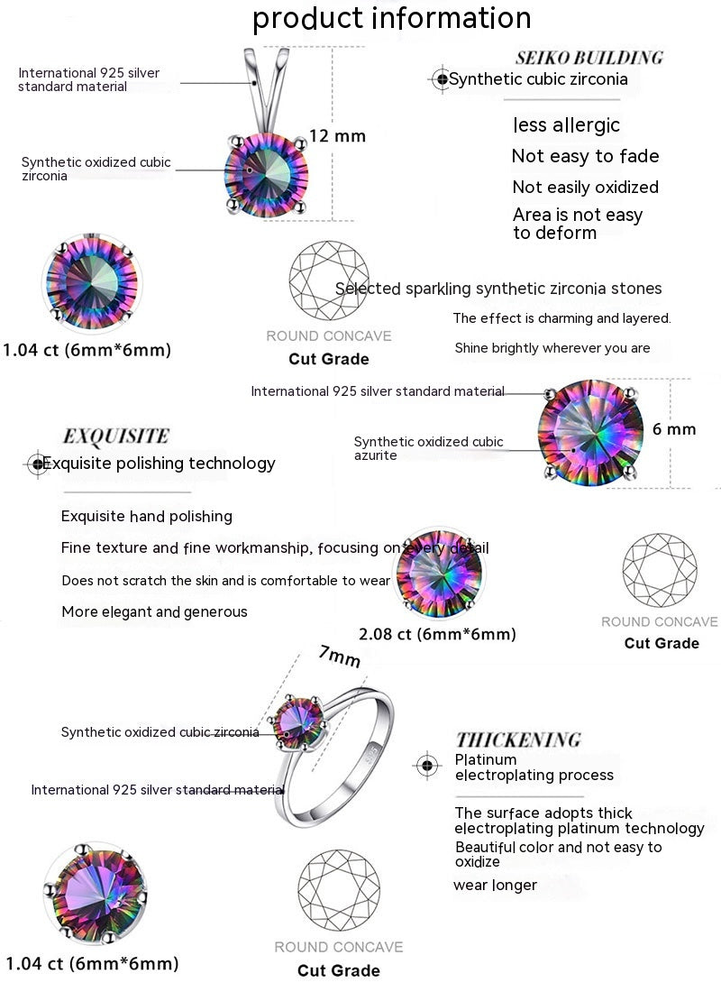 925 Silver rainbow Stone fashion ladies jewelry