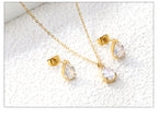 European And American Temperament High-end Sense White Zirconium Earrings Necklace Set