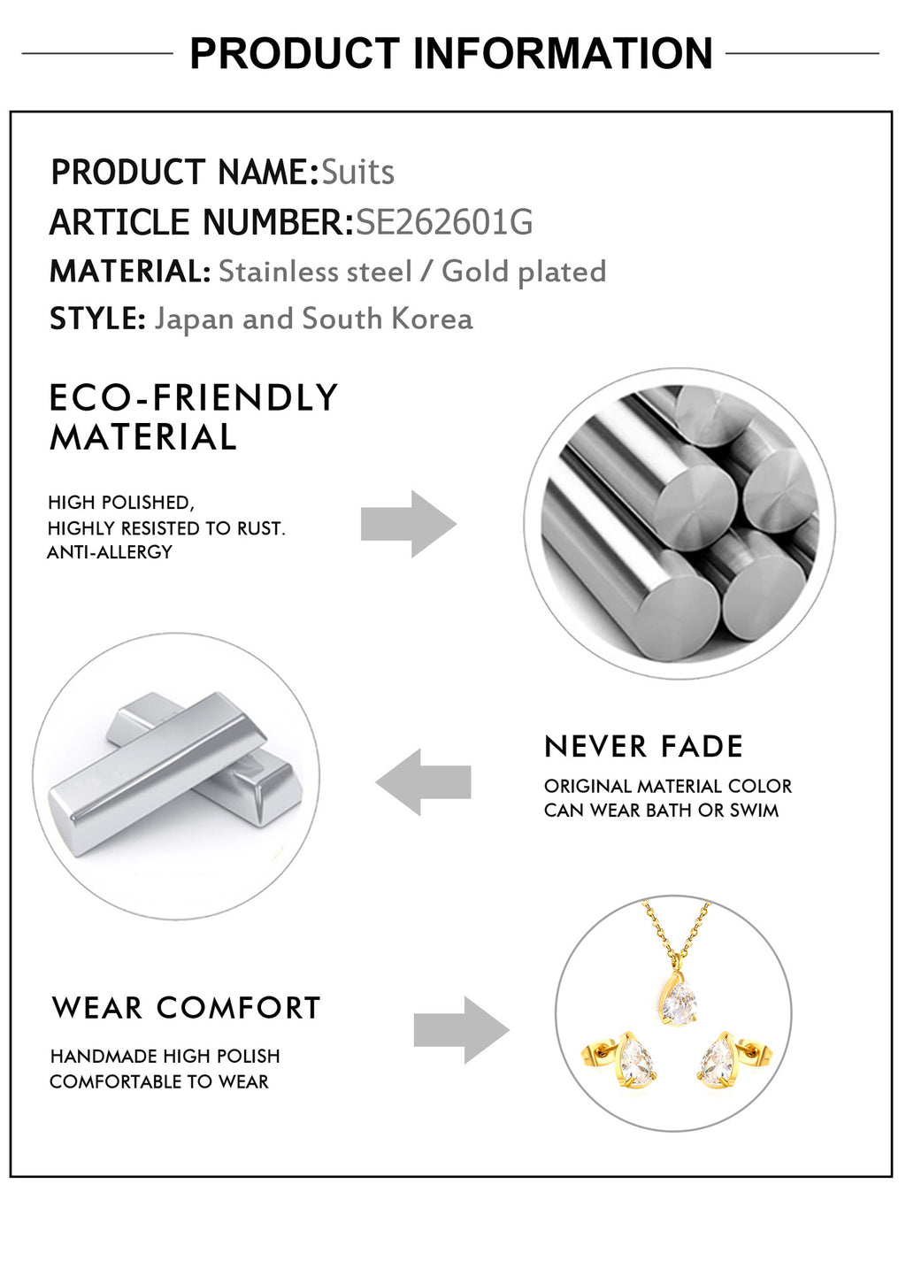 European And American Temperament High-end Sense White Zirconium Earrings Necklace Set