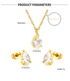 European And American Temperament High-end Sense White Zirconium Earrings Necklace Set